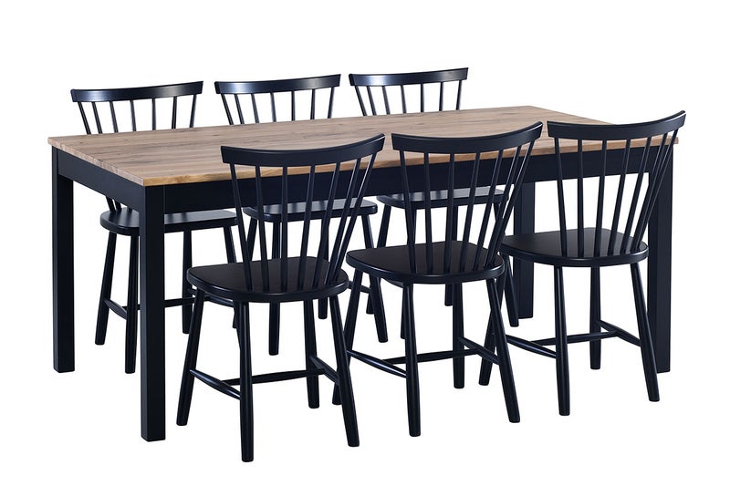 Rustiikki-Lumme ruokailuryhm&auml; 170x90 musta/tammi